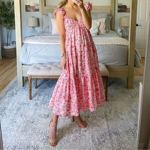 Abercrombie & Fitch Floral Dress - Pink Tiered Size Small Tall